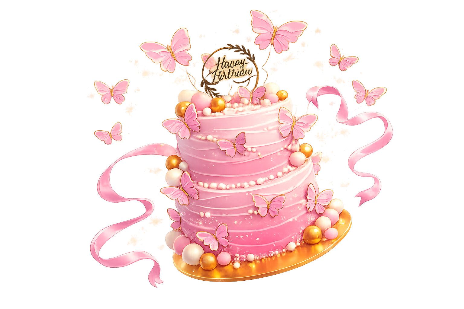 Pink butterfly birthday cake by Queen's Bakery